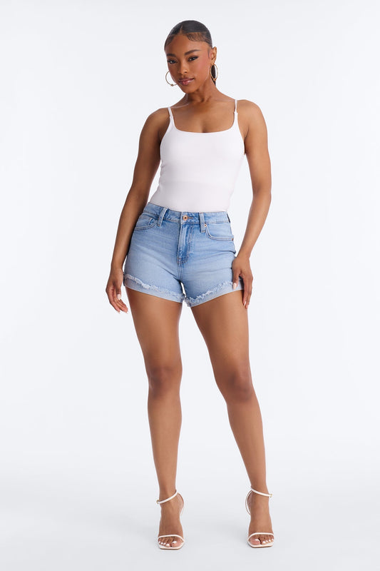 Cabo Curvy Cuffed Denim Shorts - Medium Wash
