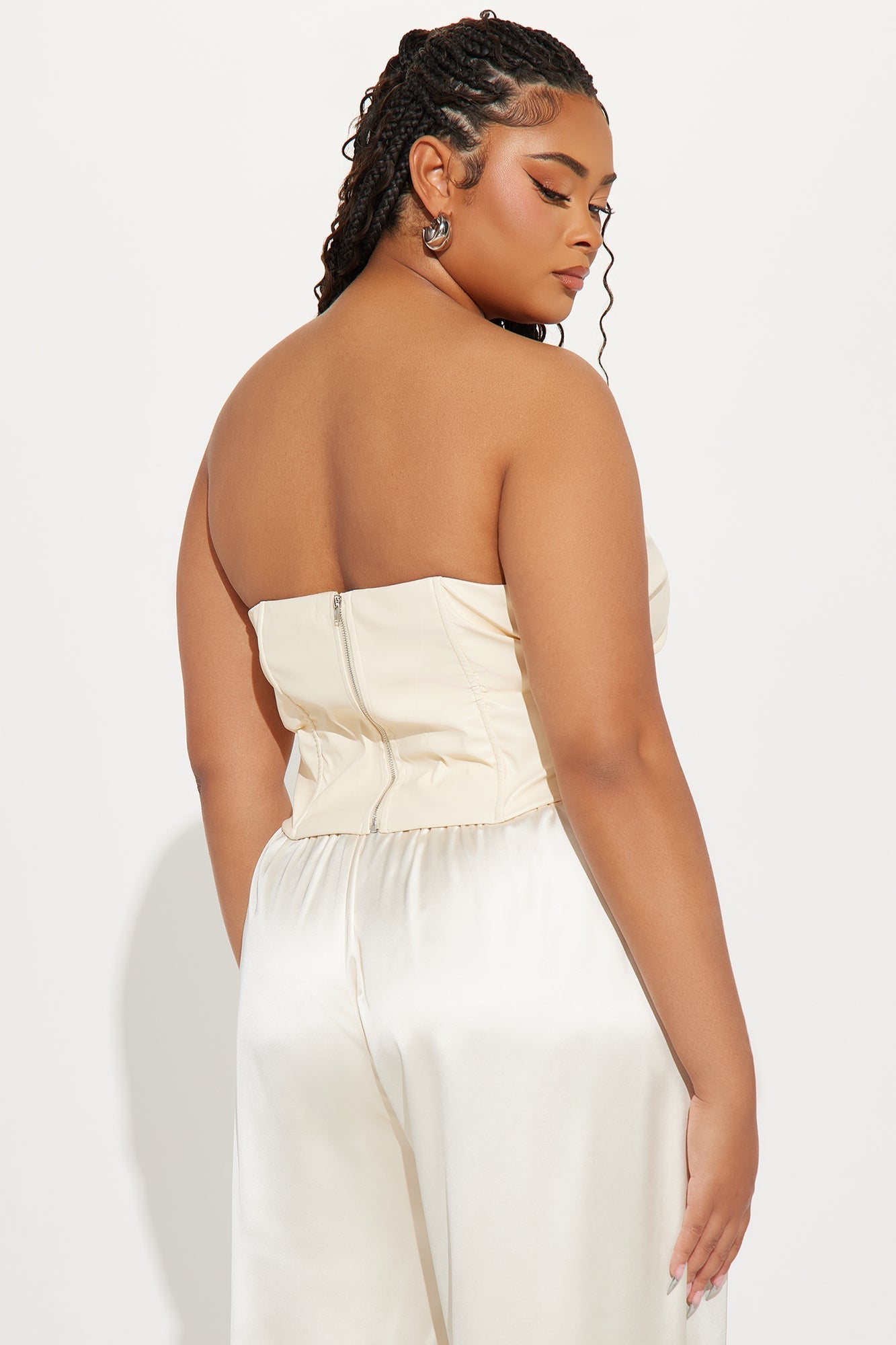 Catching Looks Faux Leather Top - Cream