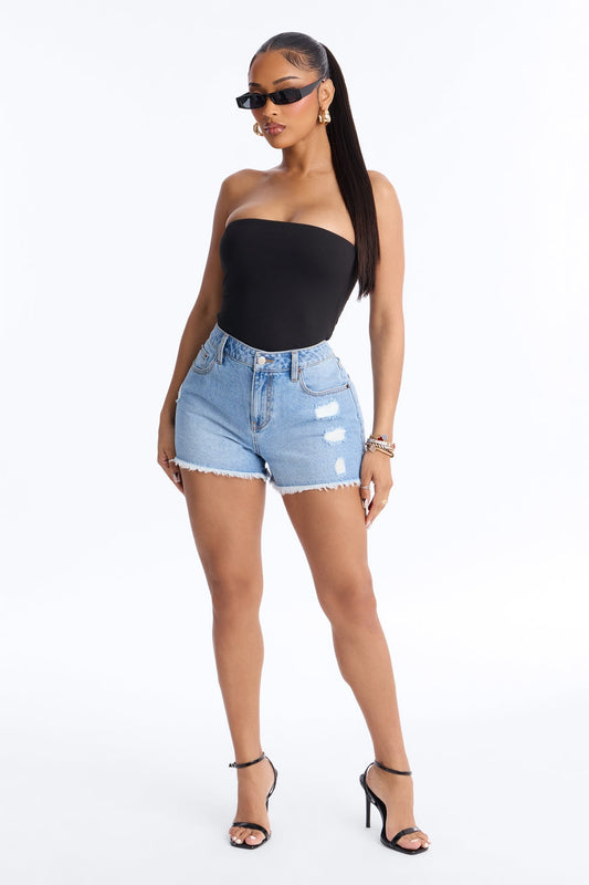 Nantucket Cut Off Ripped Denim Shorts - Light Wash