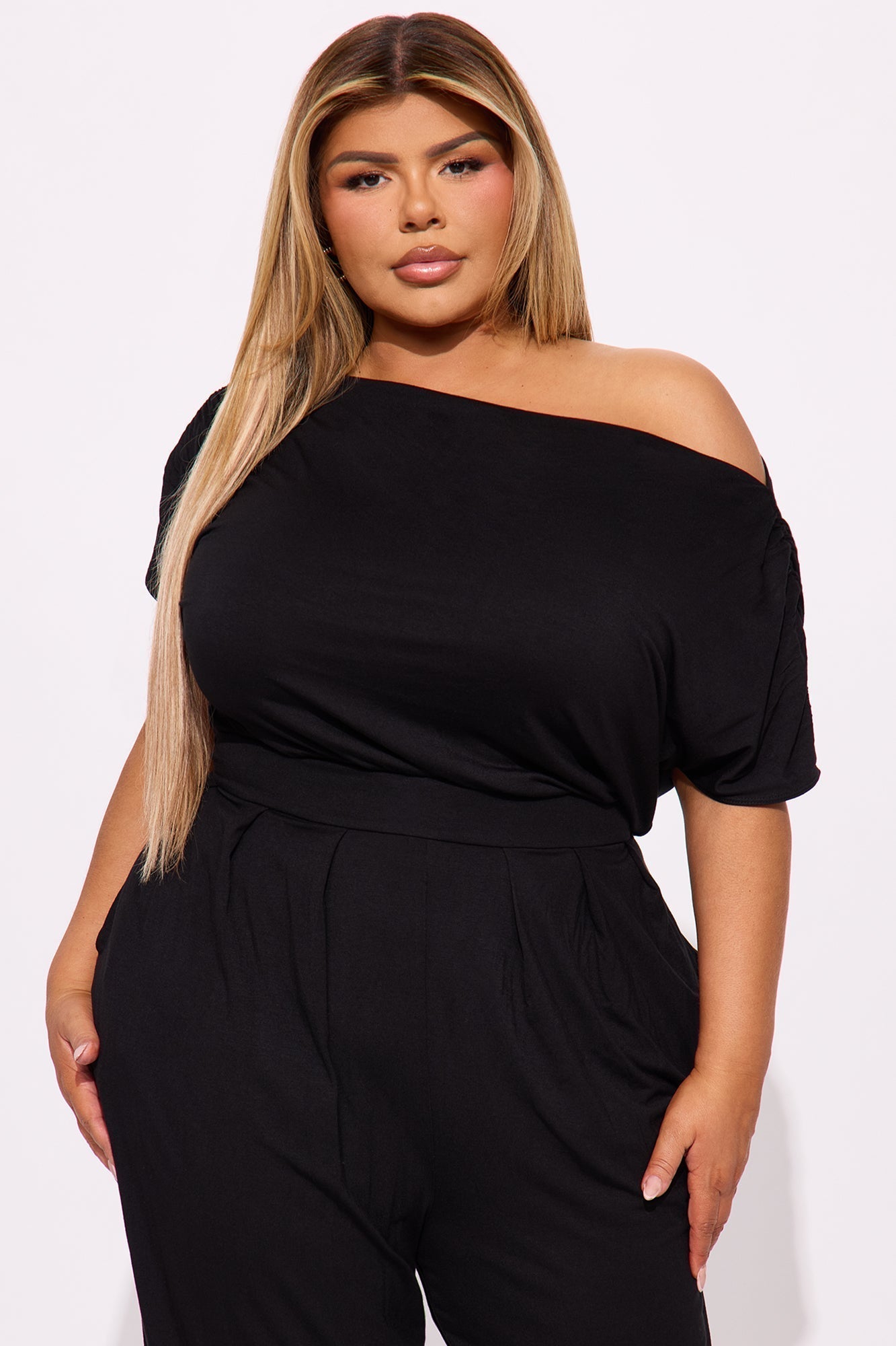 Emmaline Short Sleeve Jogger Jumpsuit - Black