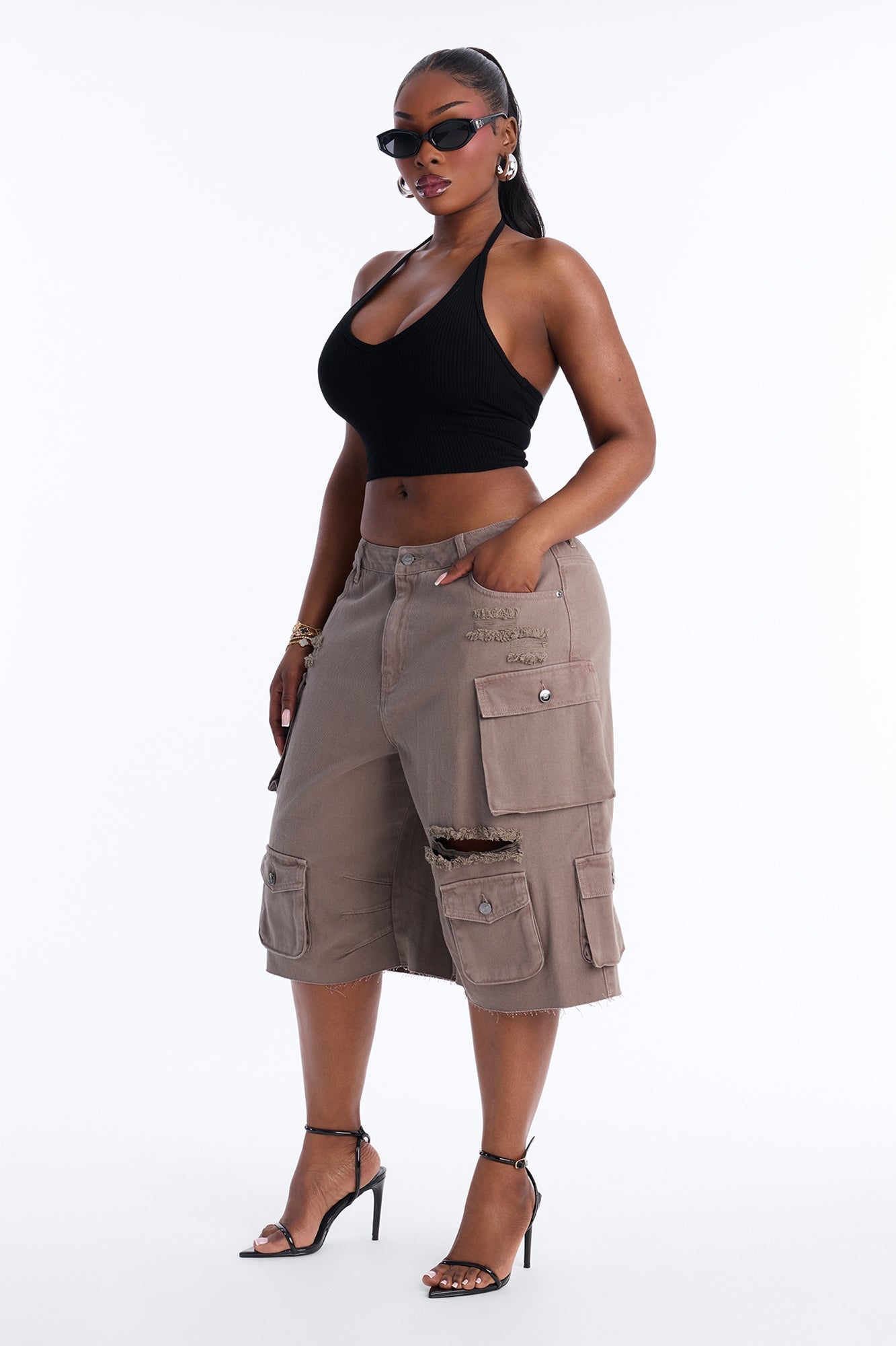 Don't Make Me Wait Cargo Bermuda Short - Charcoal