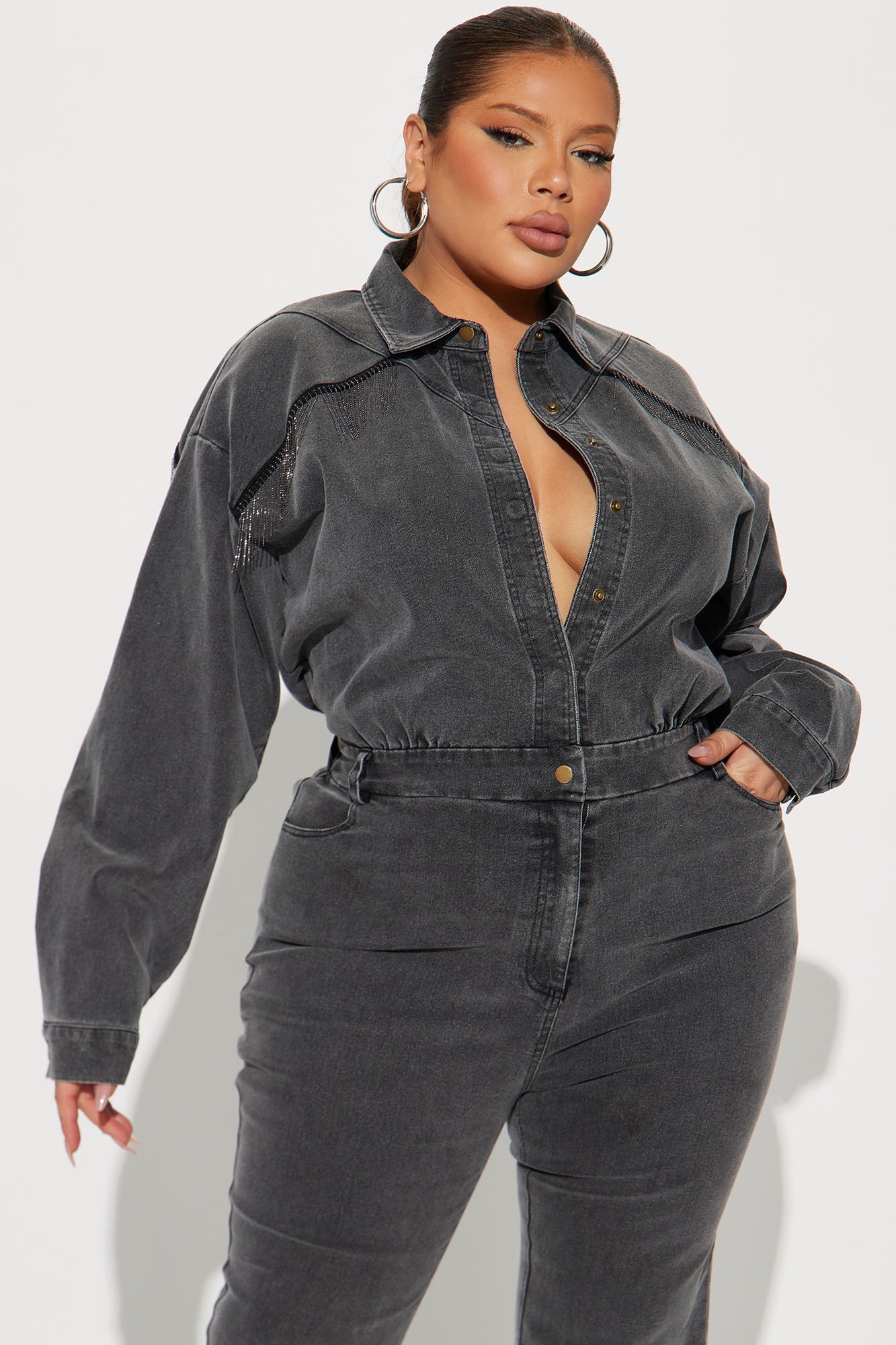 Olivia Denim Jumpsuit - Black