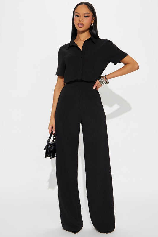 Makenzie Short Sleeve Jumpsuit - Black