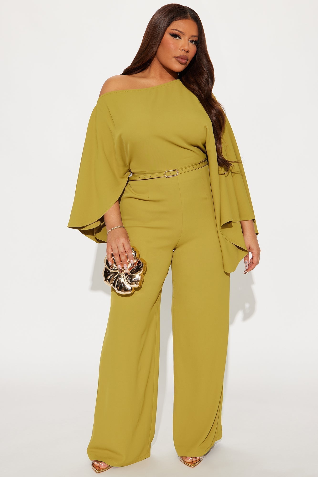 Meeting Adjourned Long Sleeve Belted Jumpsuit - Mustard