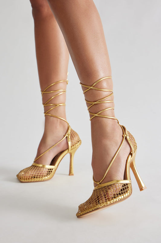Always Remember Me Mesh Pumps - Gold