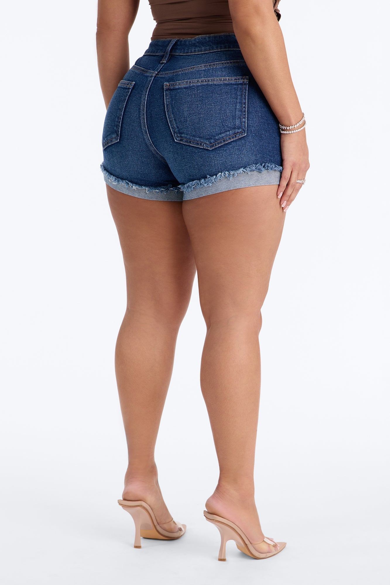 Cabo Curvy Cuffed Denim Shorts - Dark Wash