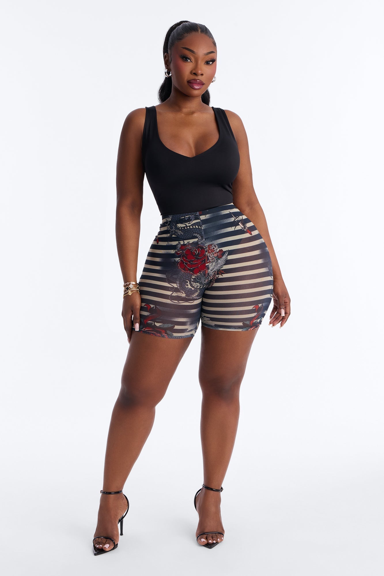 Amour Mesh Biker Short - Black/combo