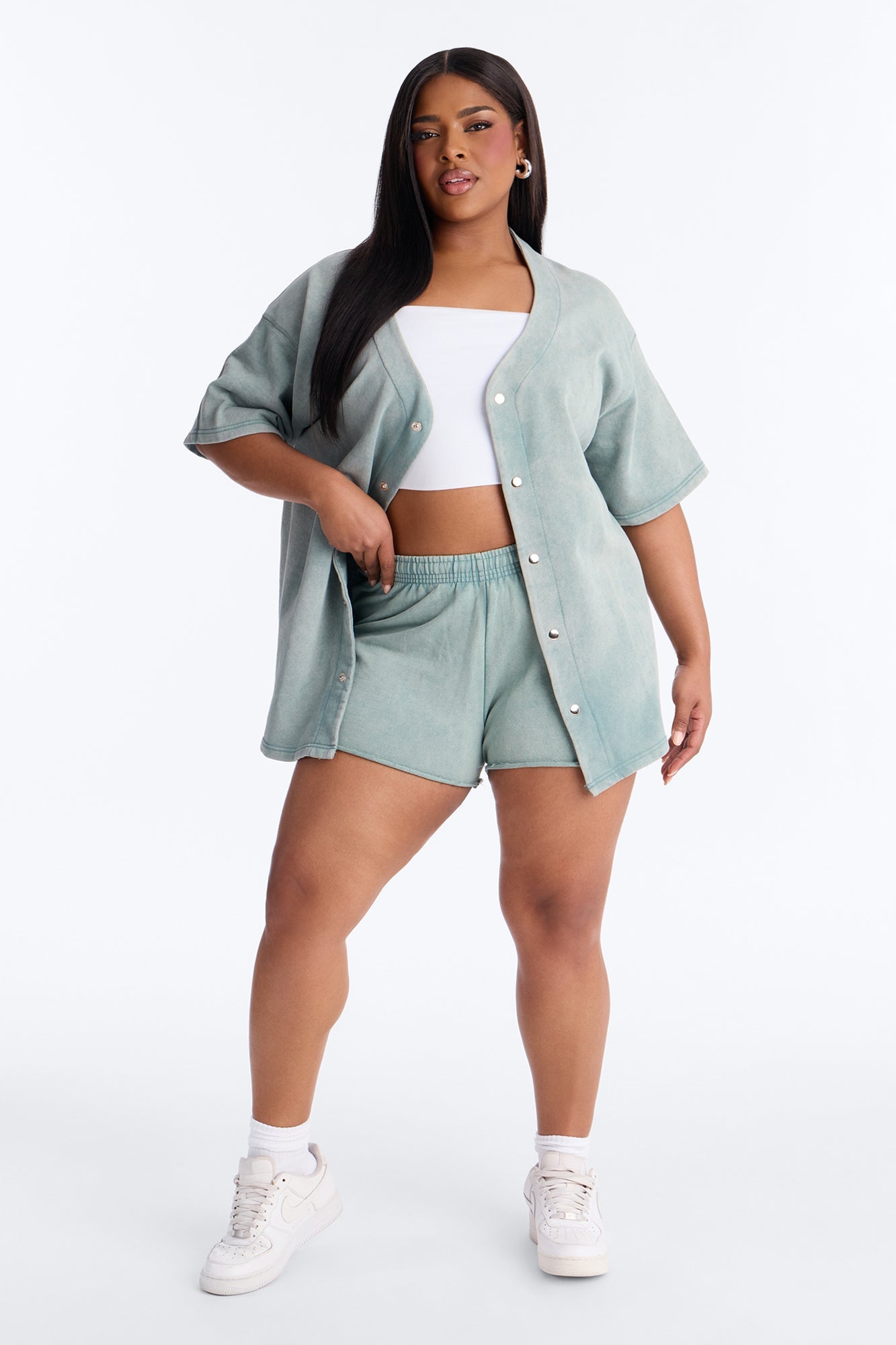 Maya Washed Micro Sweatshorts - Sage