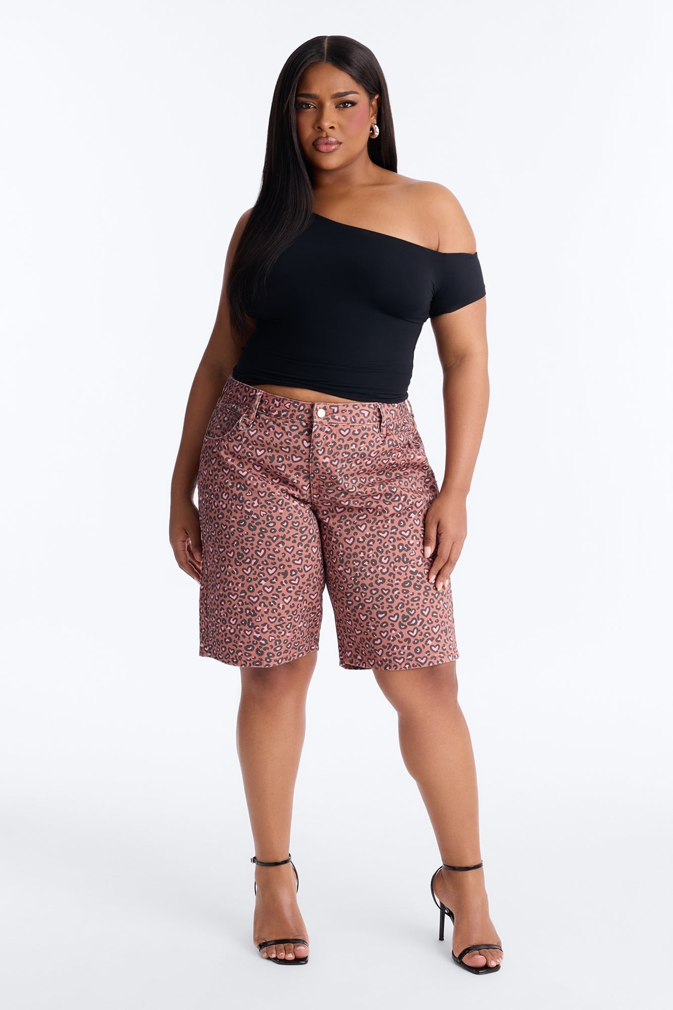 Wild At Heart Cheetah Print Denim Jorts - Pink/combo