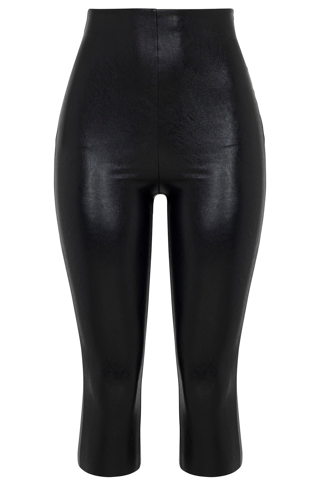 Dainty Faux Leather Capri Pant - Black