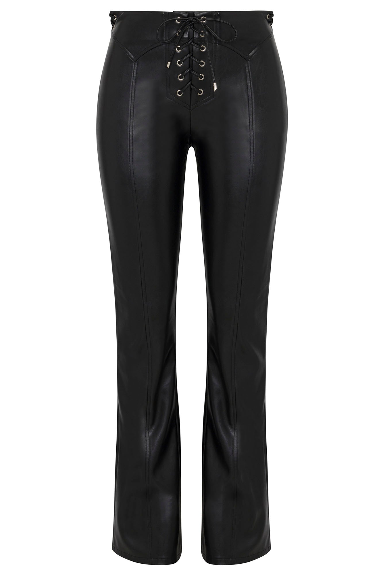 Vivienne Faux Leather Lace Up Pant - Black