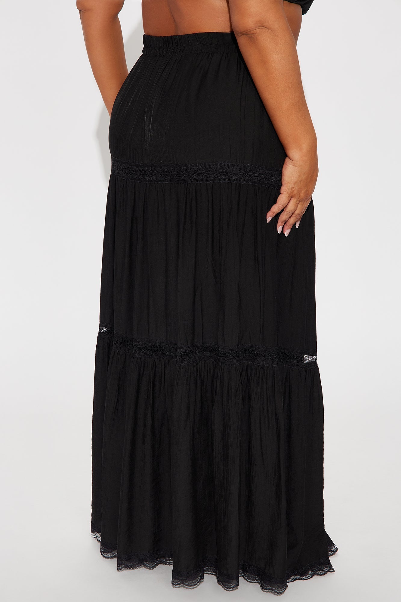 Natalia Tiered Gauze Maxi Skirt - Black