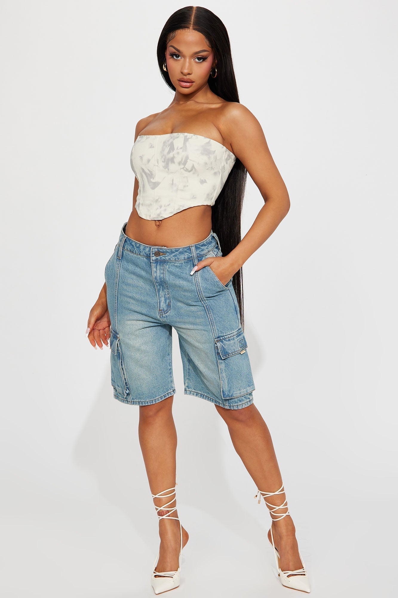 Cameron Denim Cargo Shorts - Medium Wash