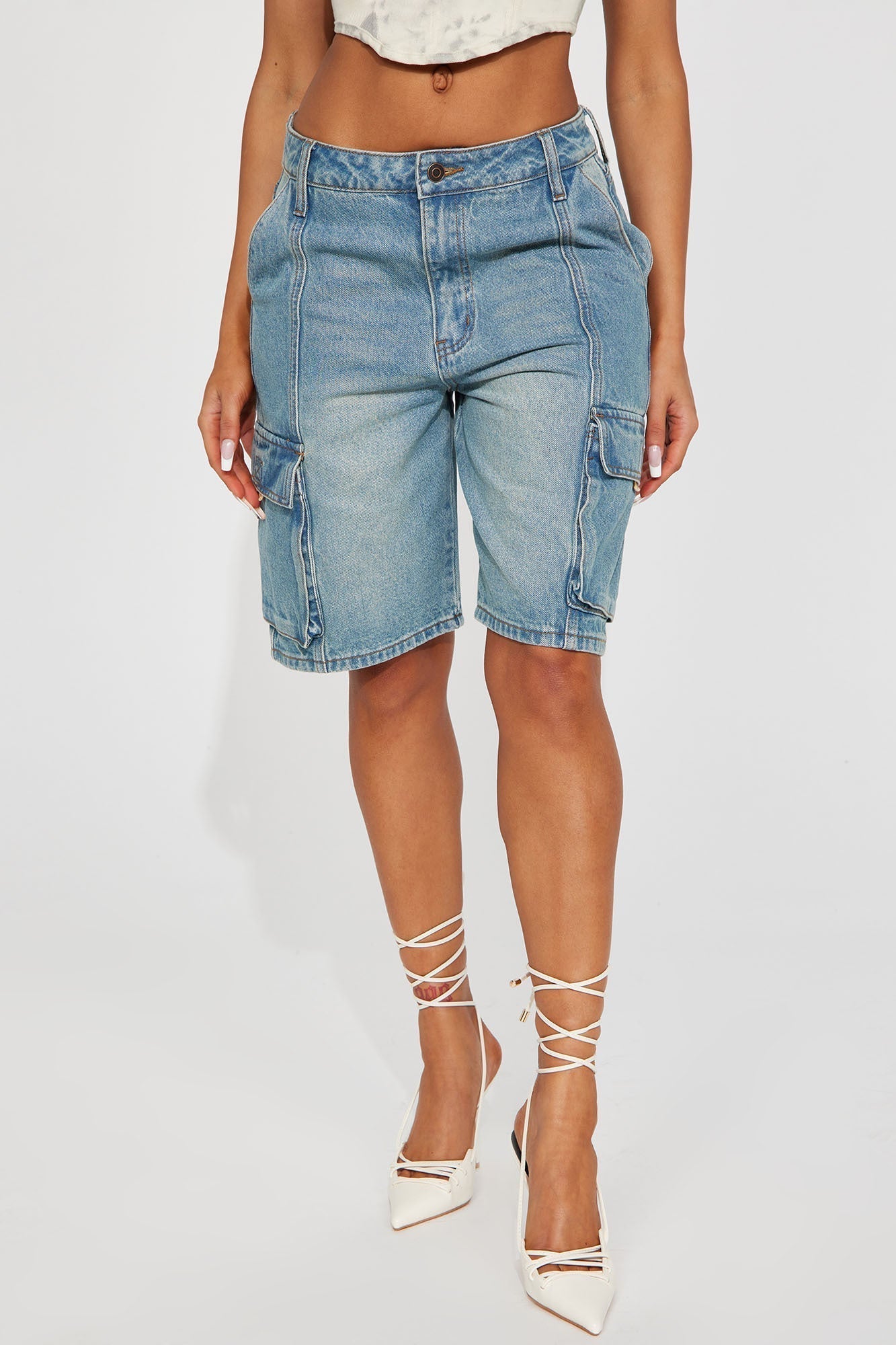Cameron Denim Cargo Shorts - Medium Wash