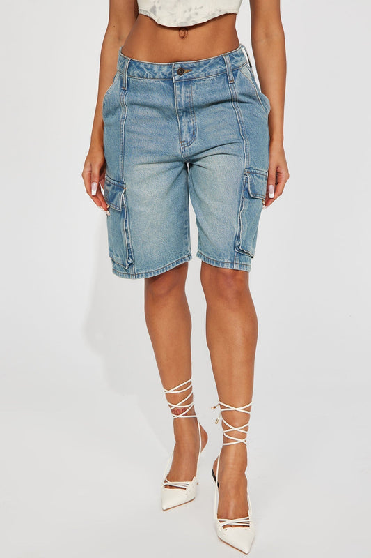 Cameron Denim Cargo Shorts - Medium Wash