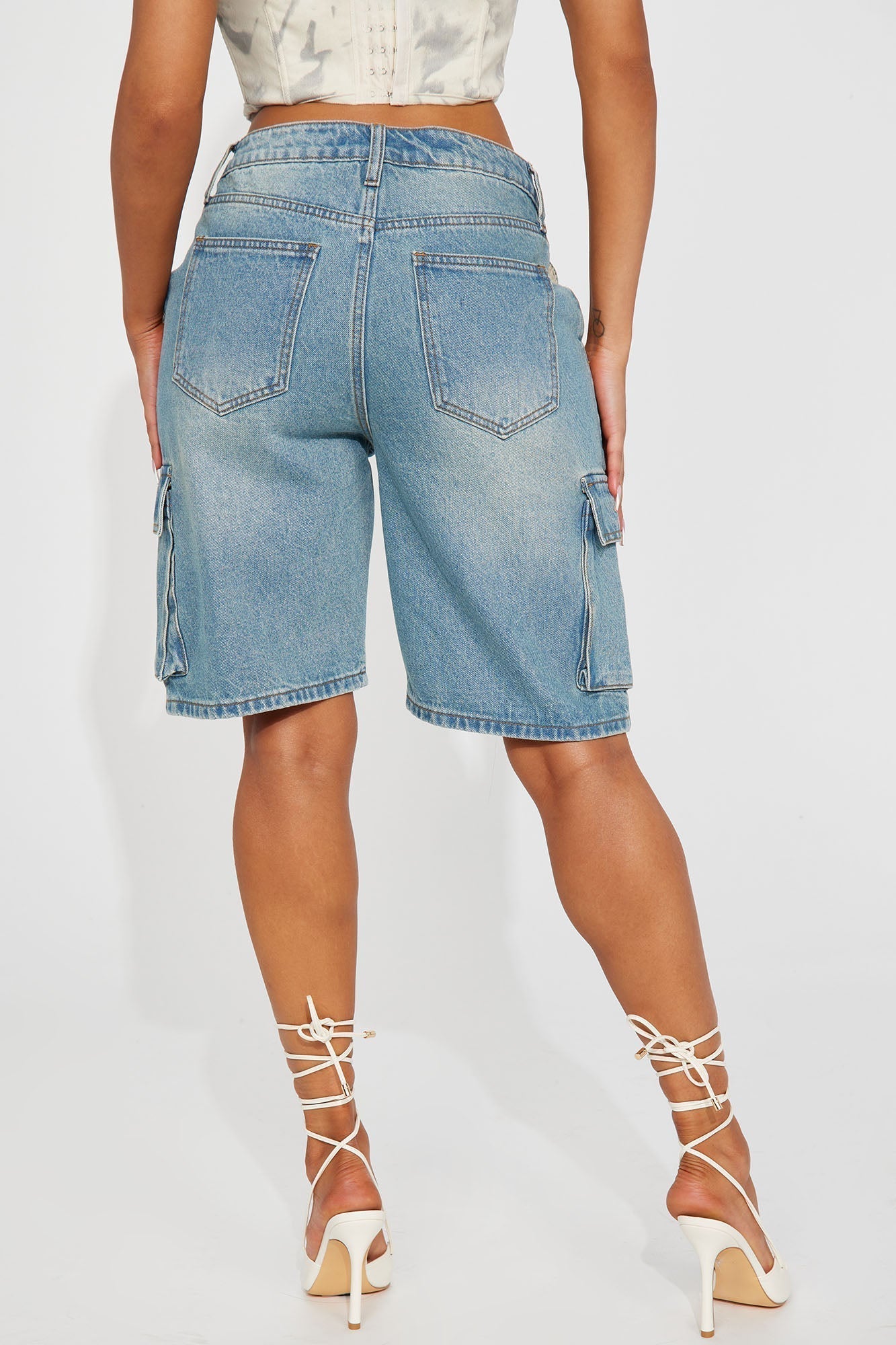 Cameron Denim Cargo Shorts - Medium Wash
