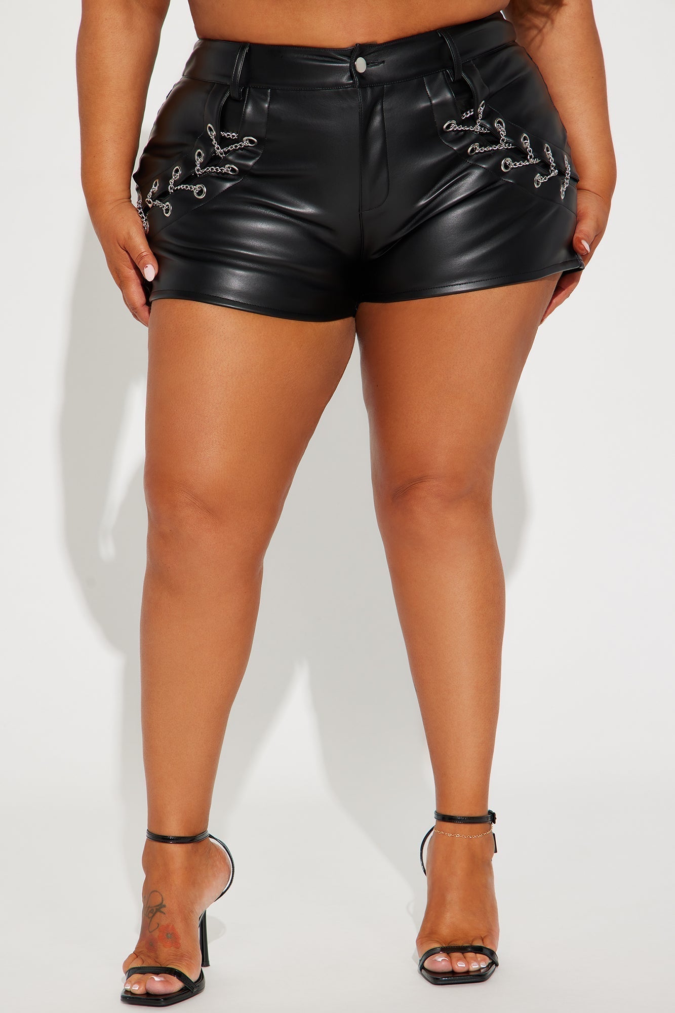 Seek And Destroy Faux Leather Short - Black