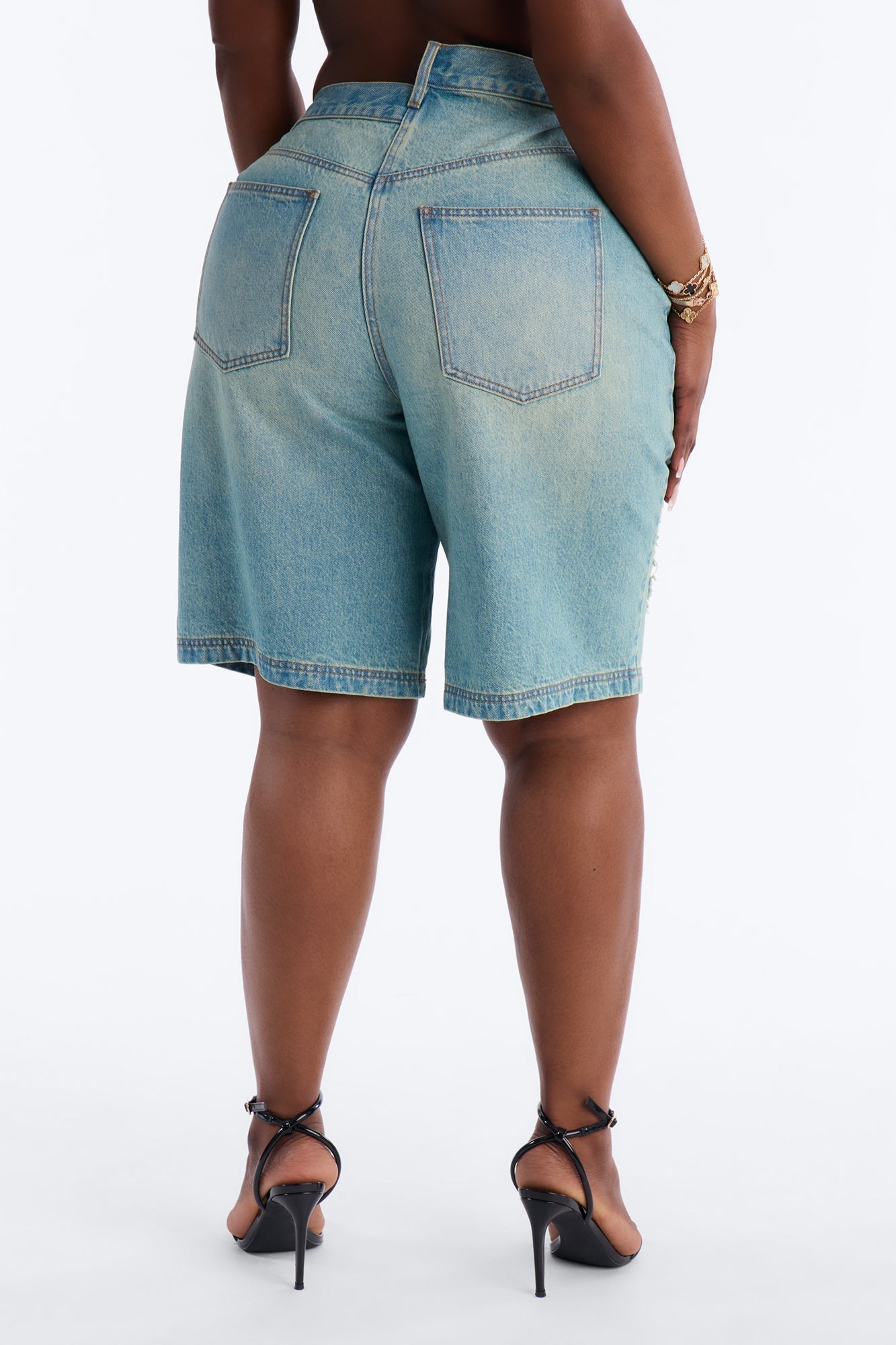 Elsie Crossover Denim Jorts - Light Wash