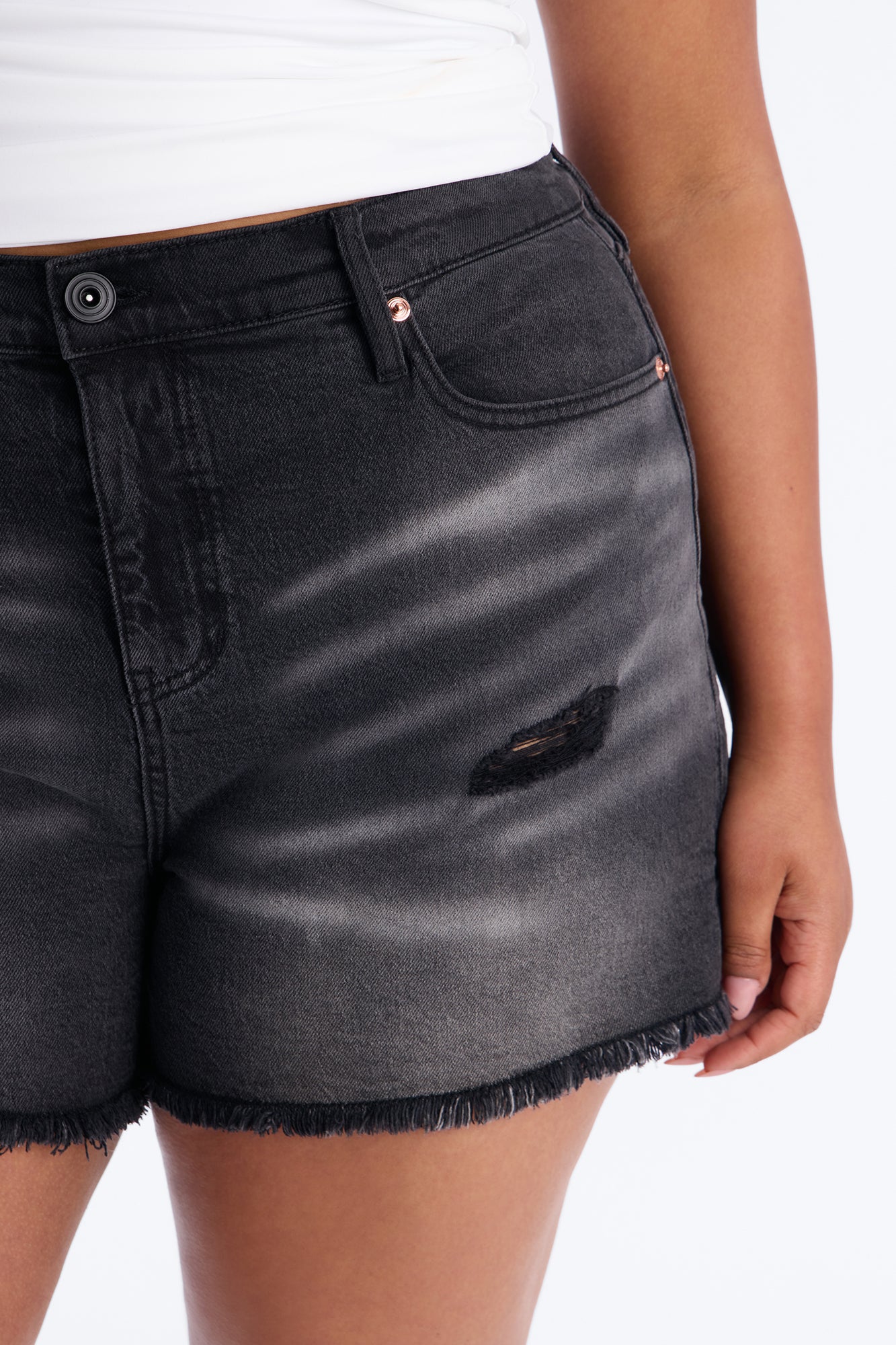 Kaleigh Stretch Denim Shorts - Black Wash