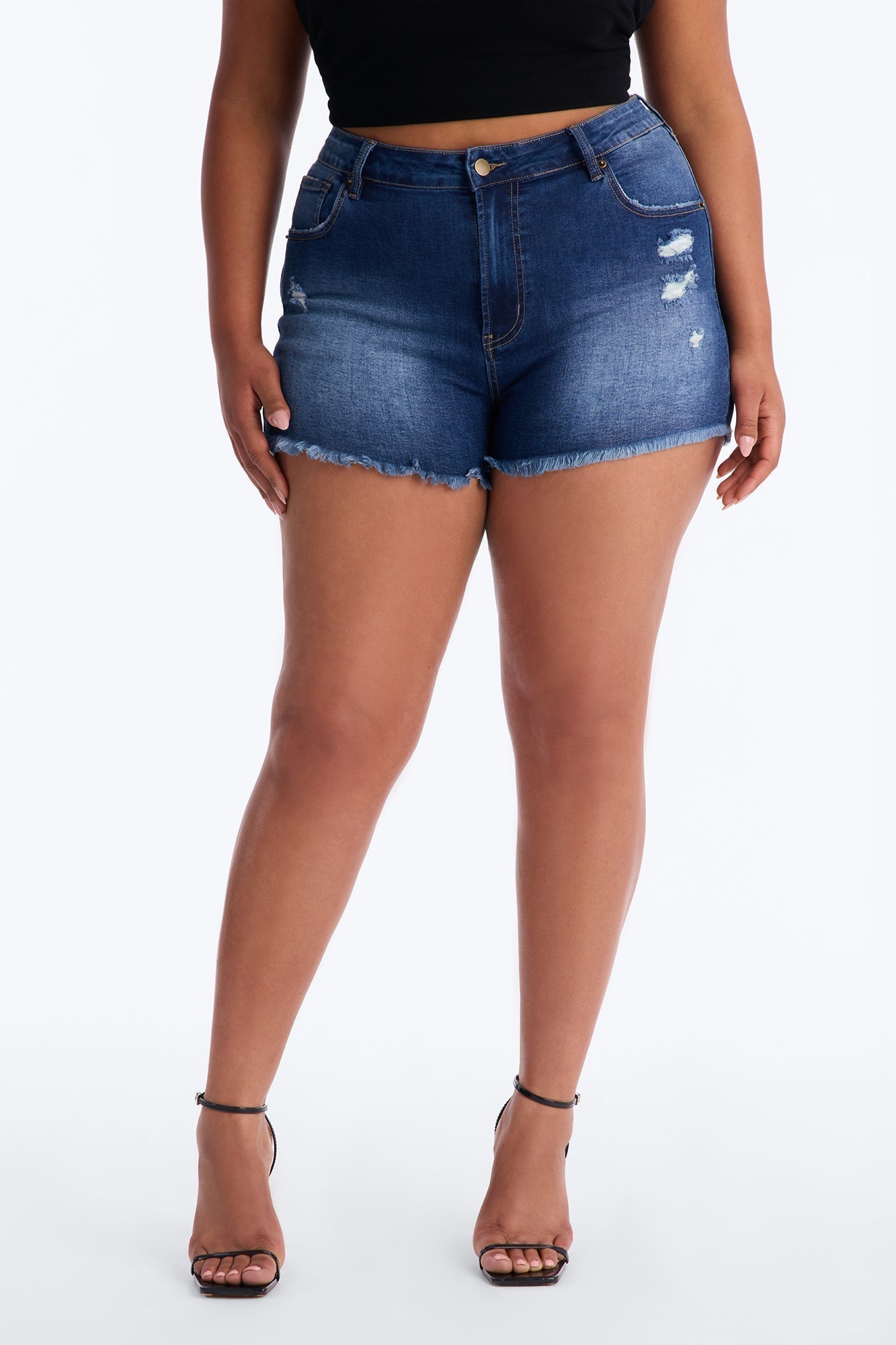 Beach Haven Cut Off Stretch Denim Shorts - Dark Wash