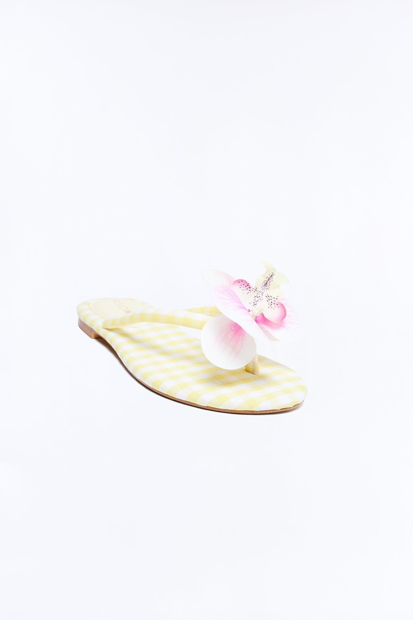 Ashbie Flower Gingham Flip Flops - Yellow