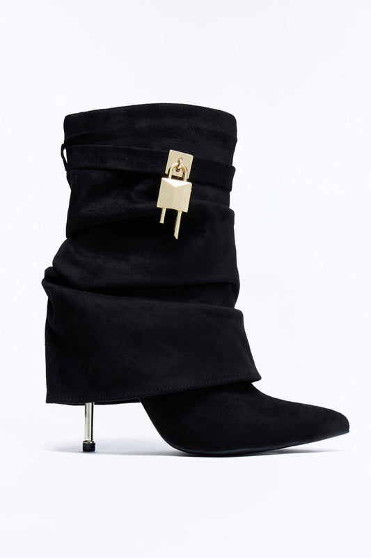 Alfie Ruched Overlay Boots - Black