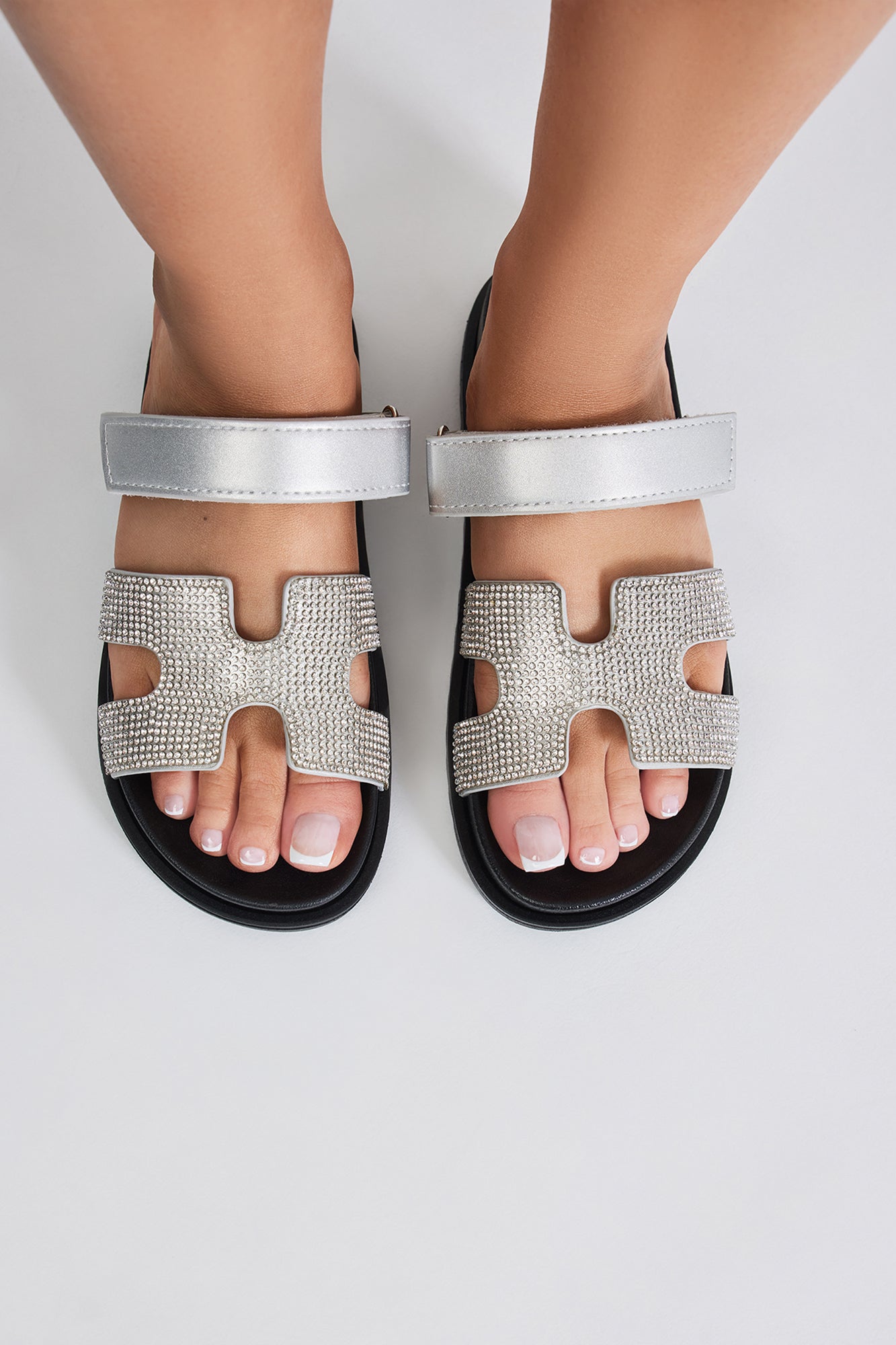As I Go Embellished Casual Slides - Silver
