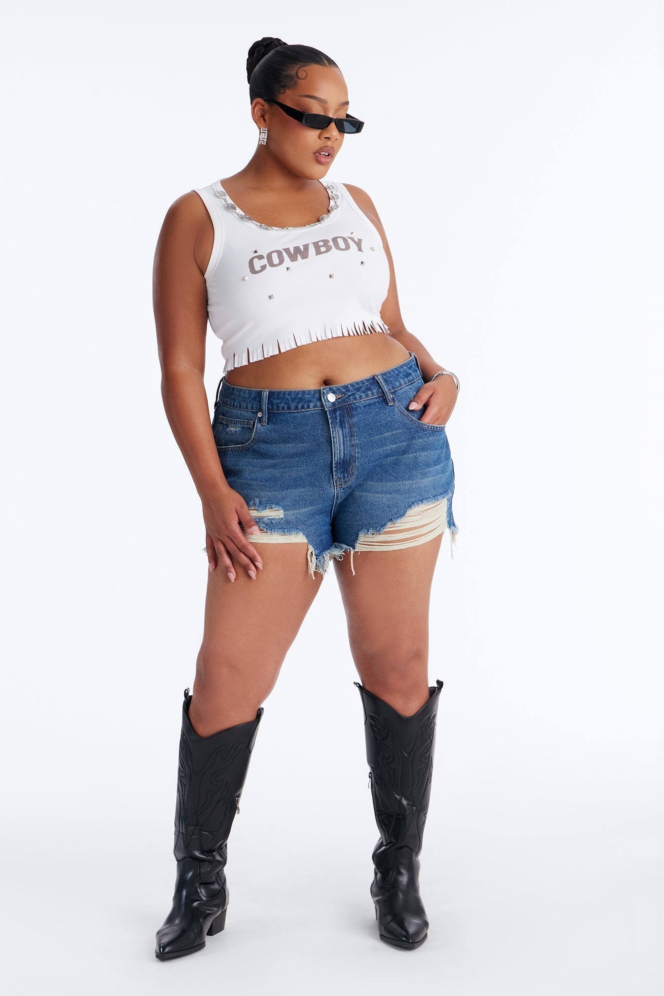 Summer Break Ripped Cut Off Denim Shorts - Dark Wash