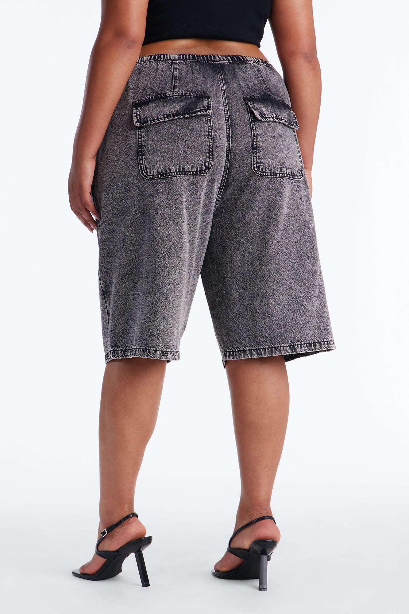 Baeside Tie Waist Denim Jorts - Black Wash