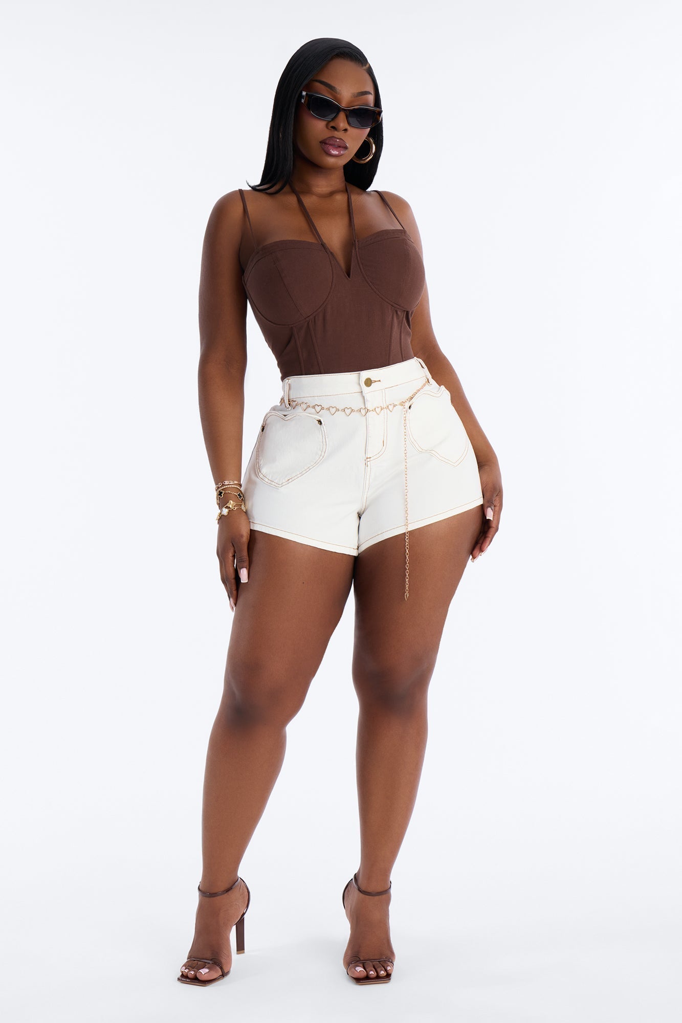 Cupid Baby Heart Belted Micro Short - White