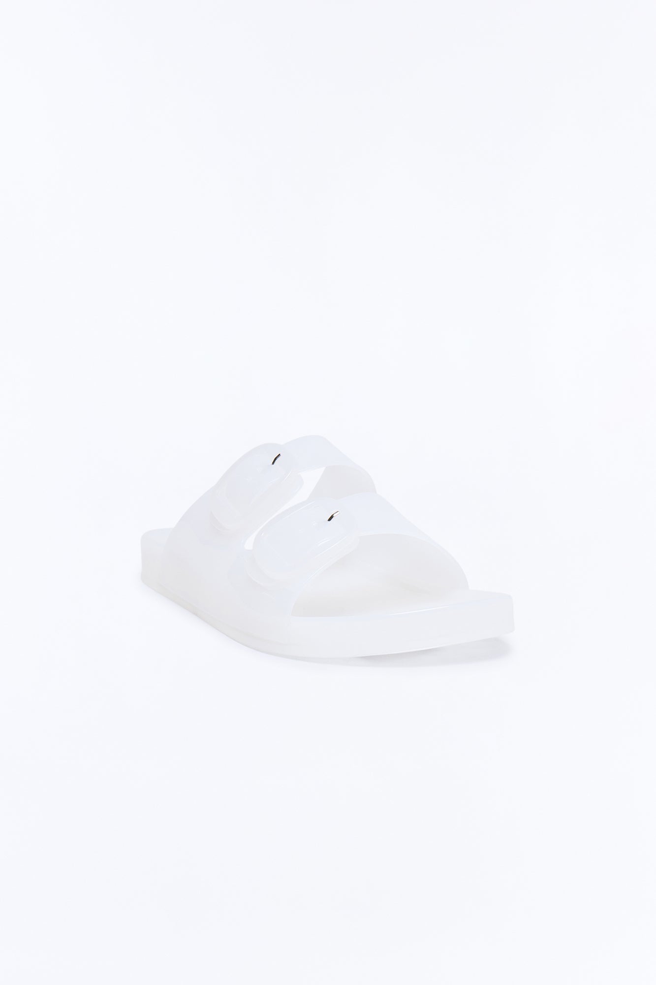 Allie Double Buckle Slides - White