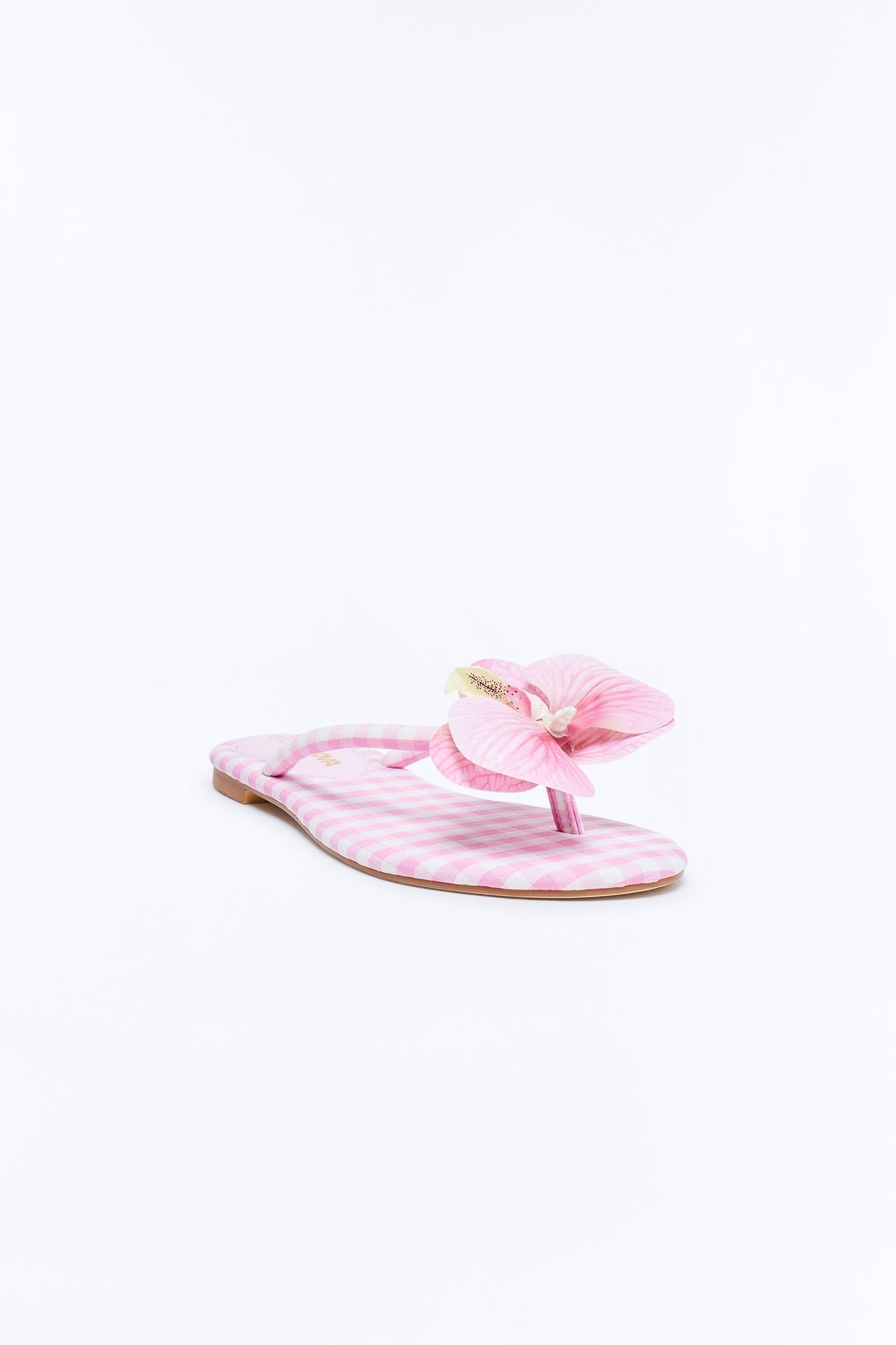 Ashbie Flower Gingham Flip Flops - Pink