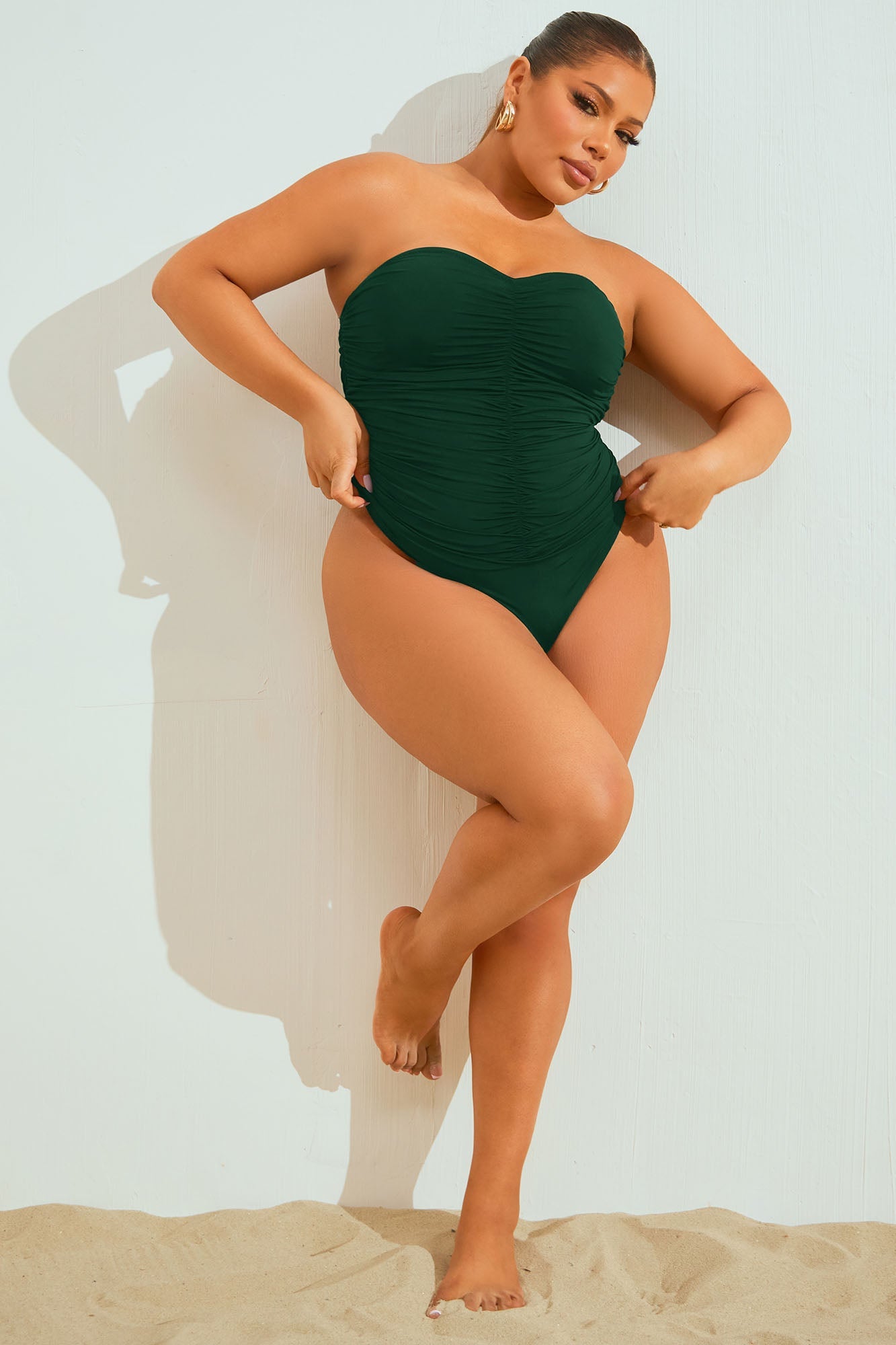 Winnie Ruched 1 Piece Swimsuit - Emerald