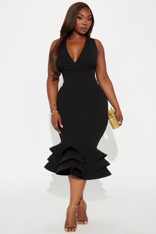 Dates With Babe Ruffle Dress - Black