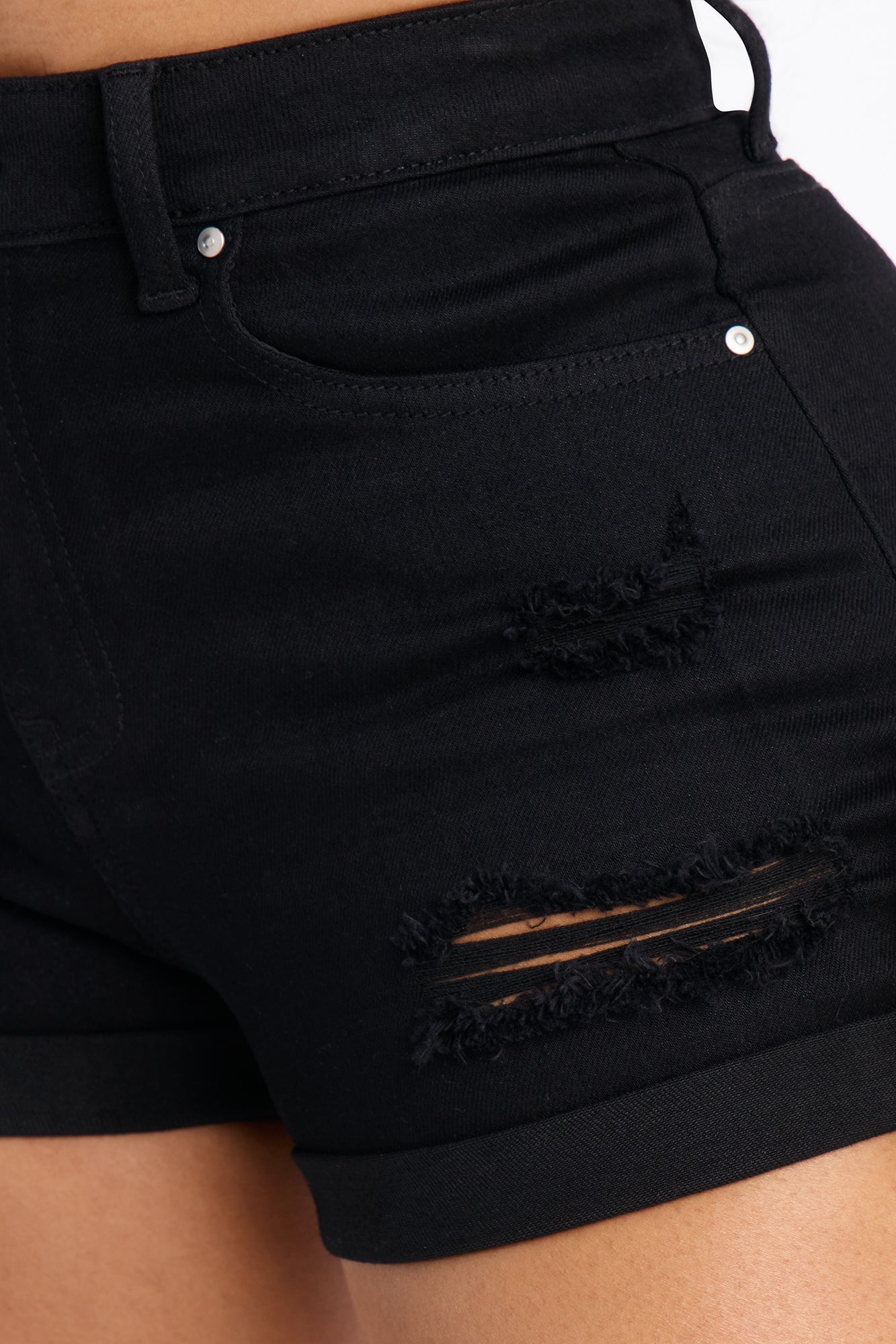 Seacliff High Rise Stretch Denim Shorts - Black