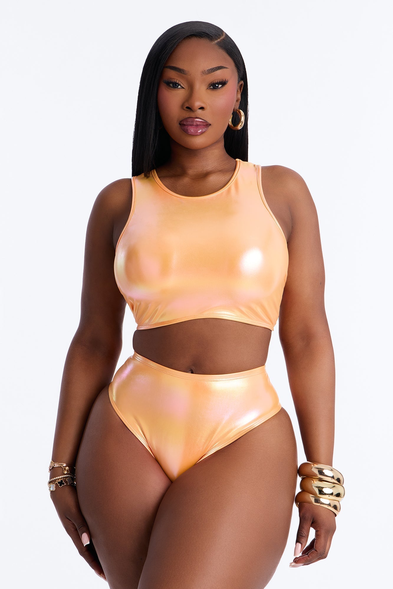 Summer Fever Shimmer Racerback 2 Piece Bikini - Orange
