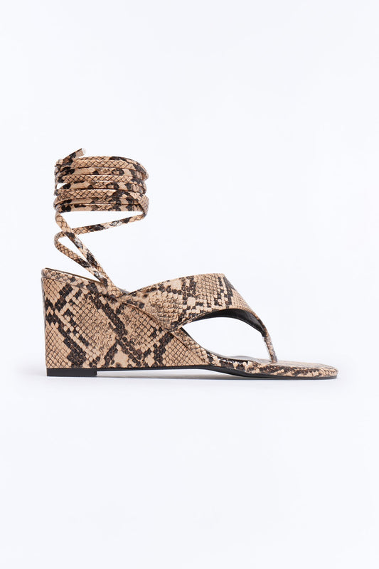 Alexia Thong Wrap Up Wedges - Brown/combo