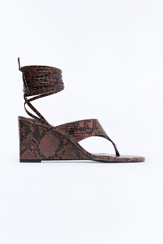 Alexia Thong Wrap Up Wedges - Black/combo