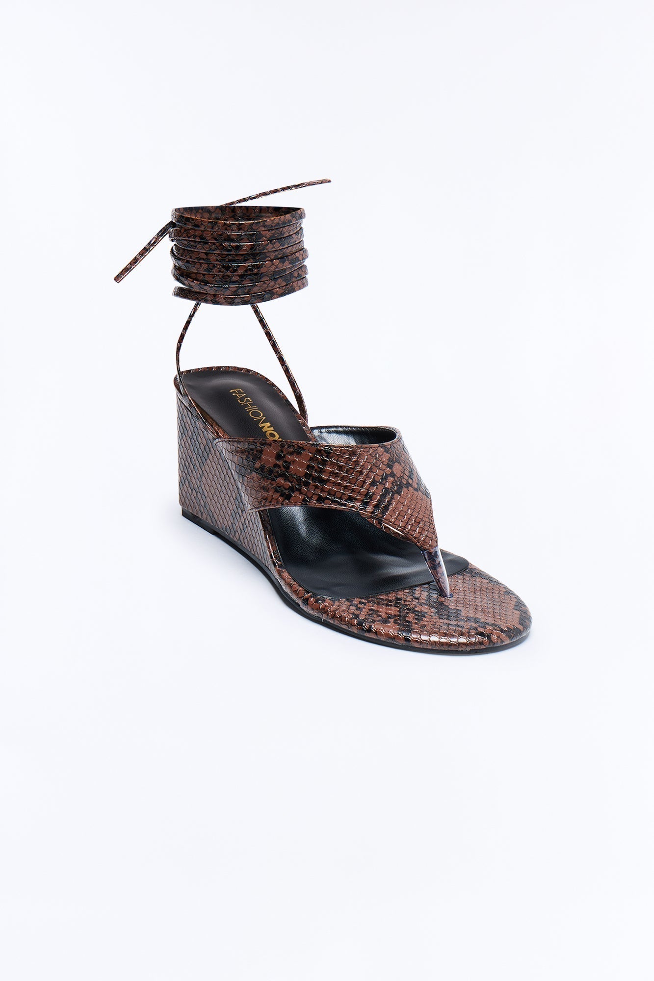 Alexia Thong Wrap Up Wedges - Black/combo