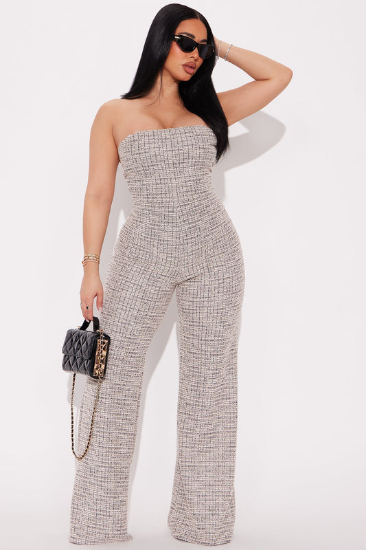 Brenley Stretch Tweed Jumpsuit - Pink/combo