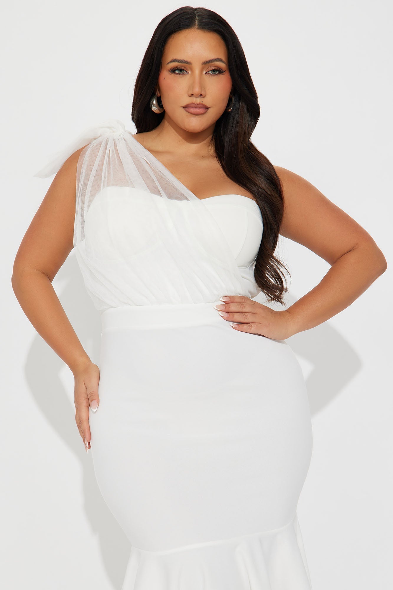 Prize Possession One Shoulder Midi Dress - White