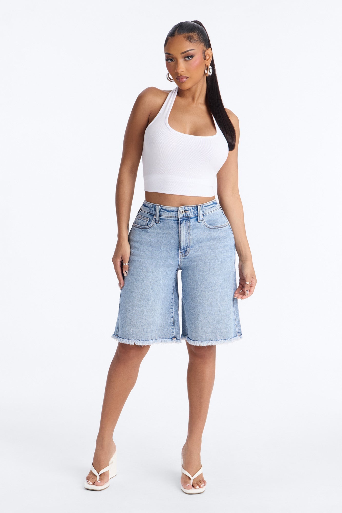 First Destination Stretch 90s Denim Jorts - Medium Wash