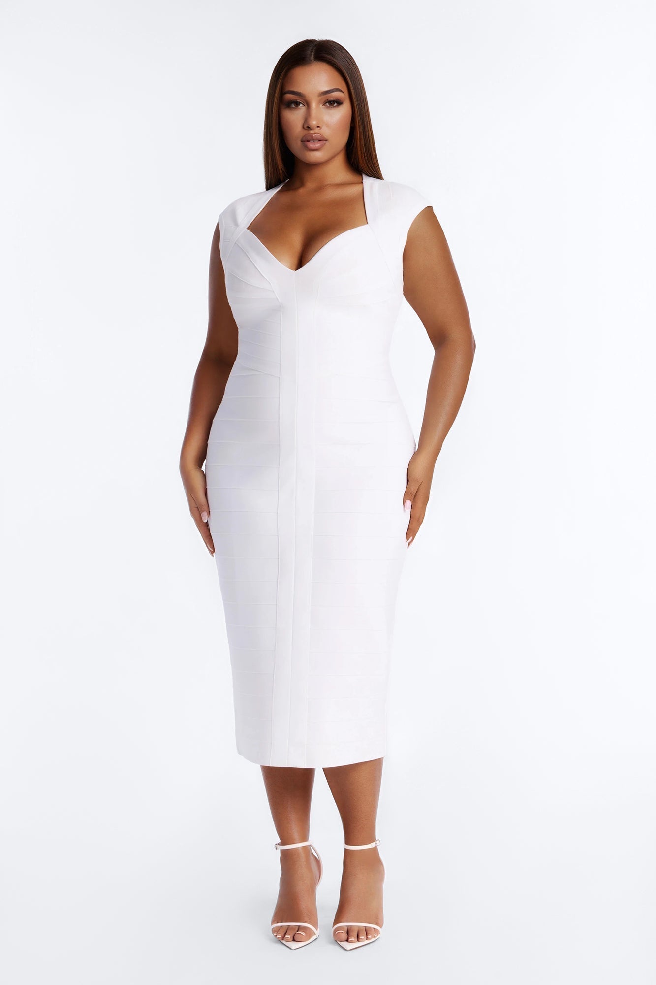 Kenna Bandage Midi Dress - White