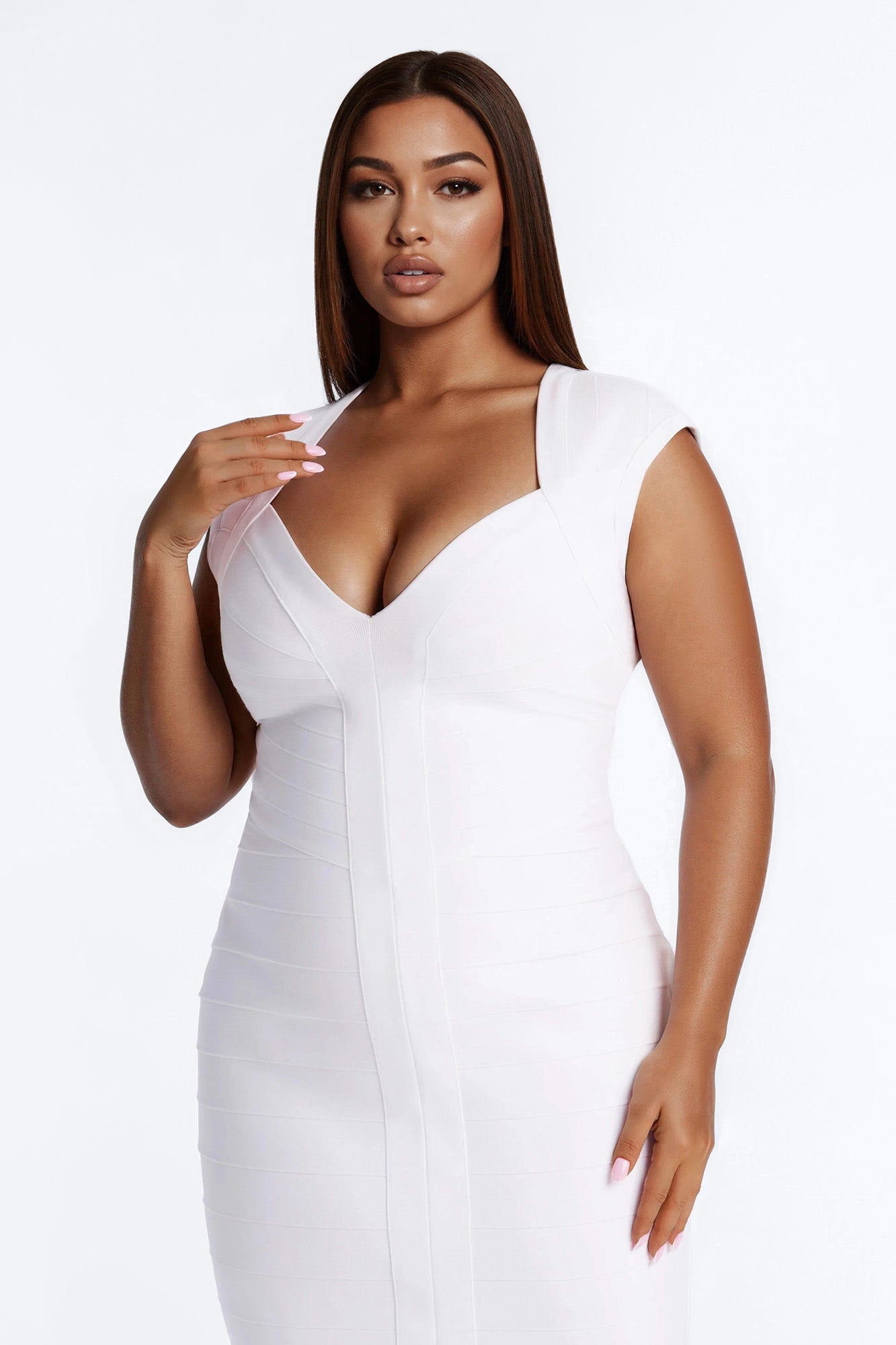 Kenna Bandage Midi Dress - White