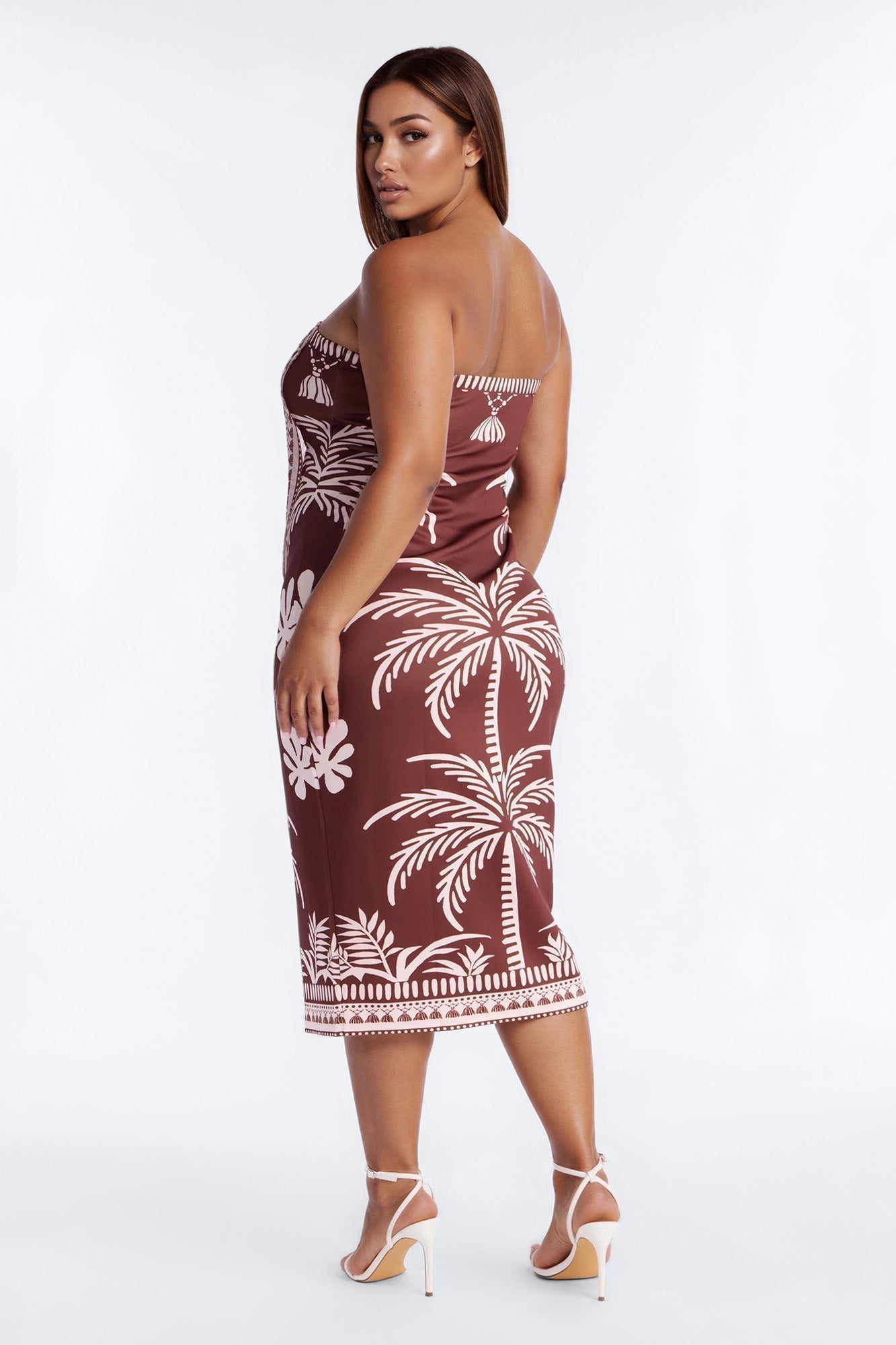 Dorian Strapless Midi Dress - Brown