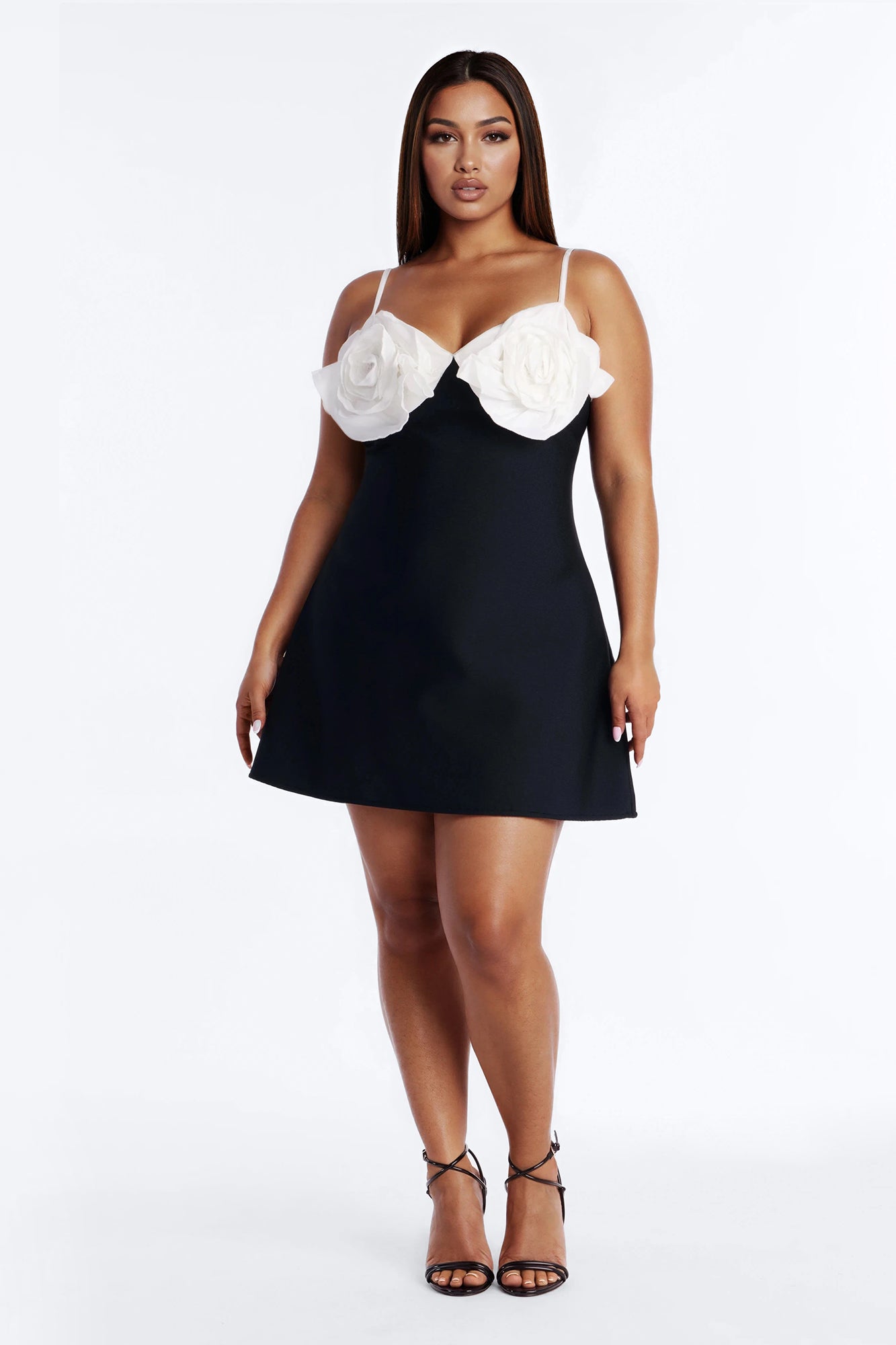 Talia Spaghetti Strap Bandage Mini Dress - Black/White