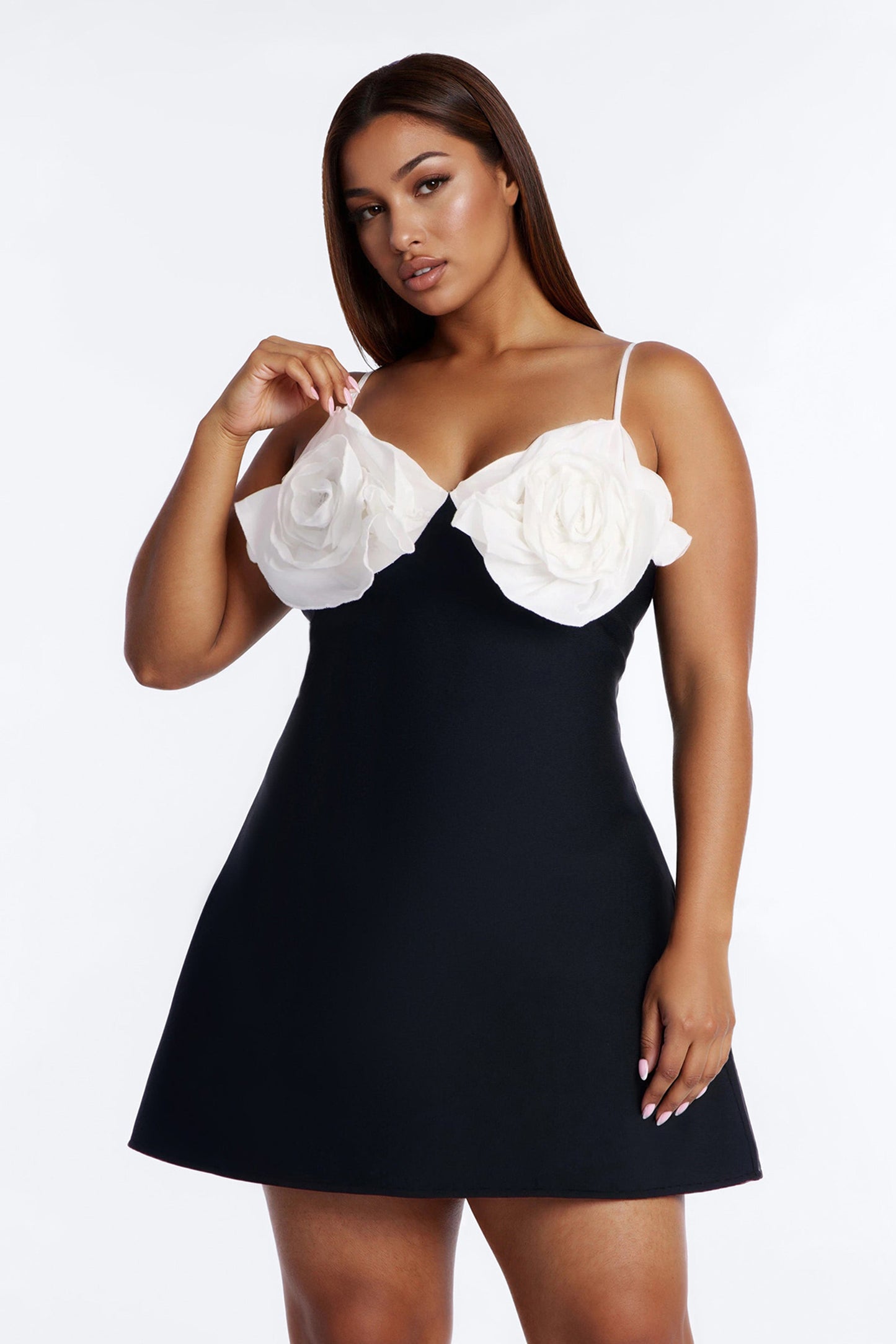 Talia Spaghetti Strap Bandage Mini Dress - Black/White