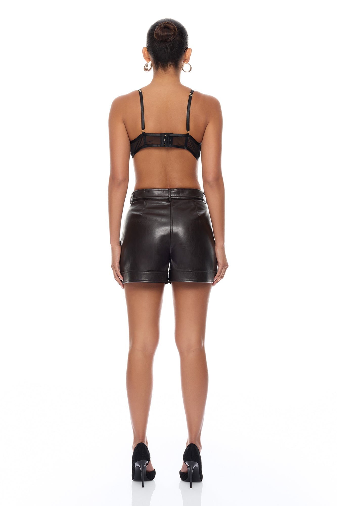 Zaya Faux Leather Cargo Short - Chocolate