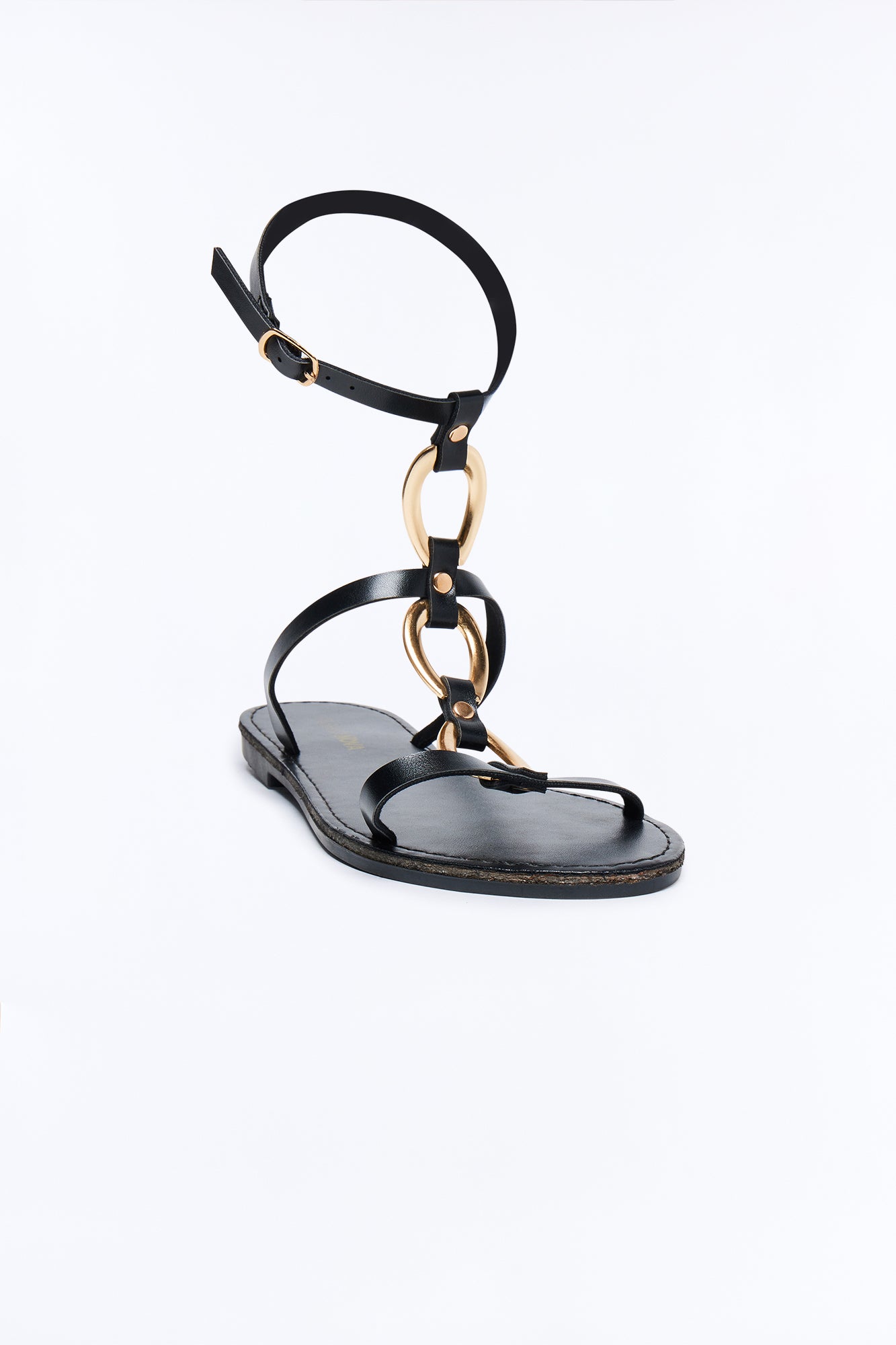 AJ Hardware Ankle Strap Sandals - Black