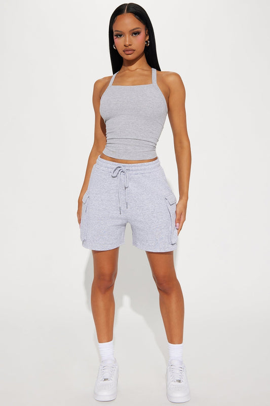 Put The Time In Lounge Short - Heather Grey